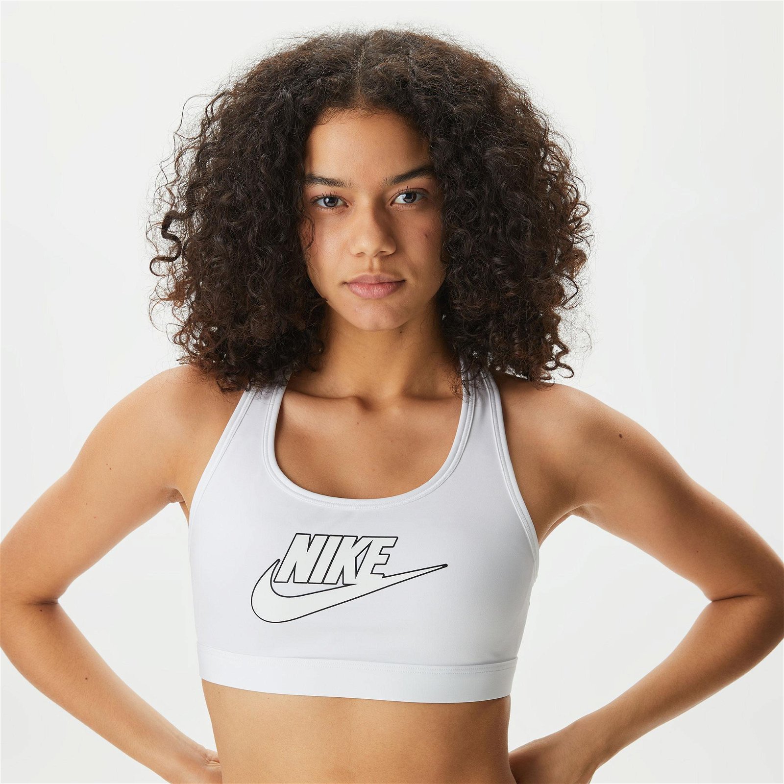 Nike Swoosh Medium Support Futura Kadın Beyaz Bra