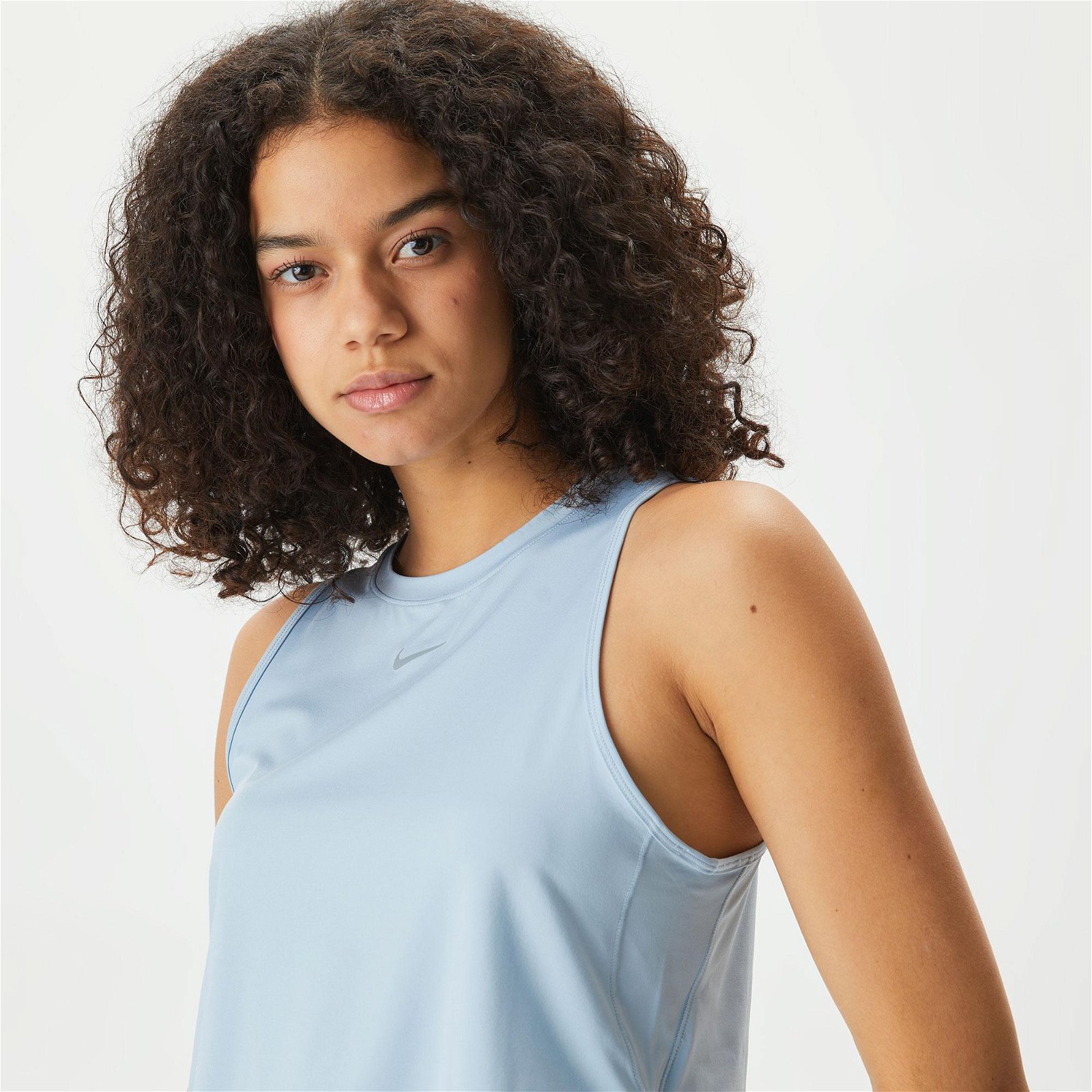 Nike One Classic Dri-Fit Crop Kadın Mavi Kolsuz T-Shirt