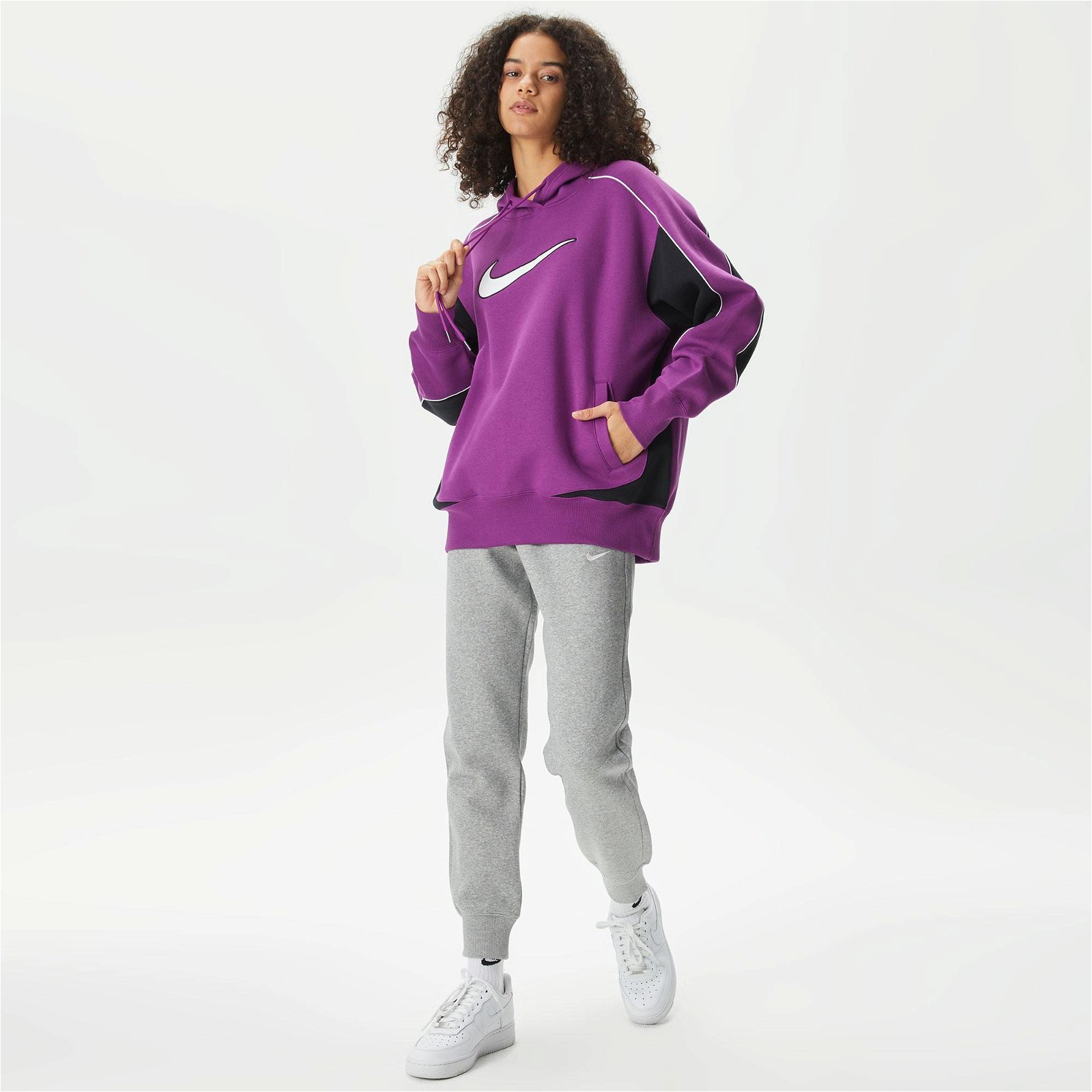 Nike Sportswear Fleece Oversize Kadın Mor Sweatshirt