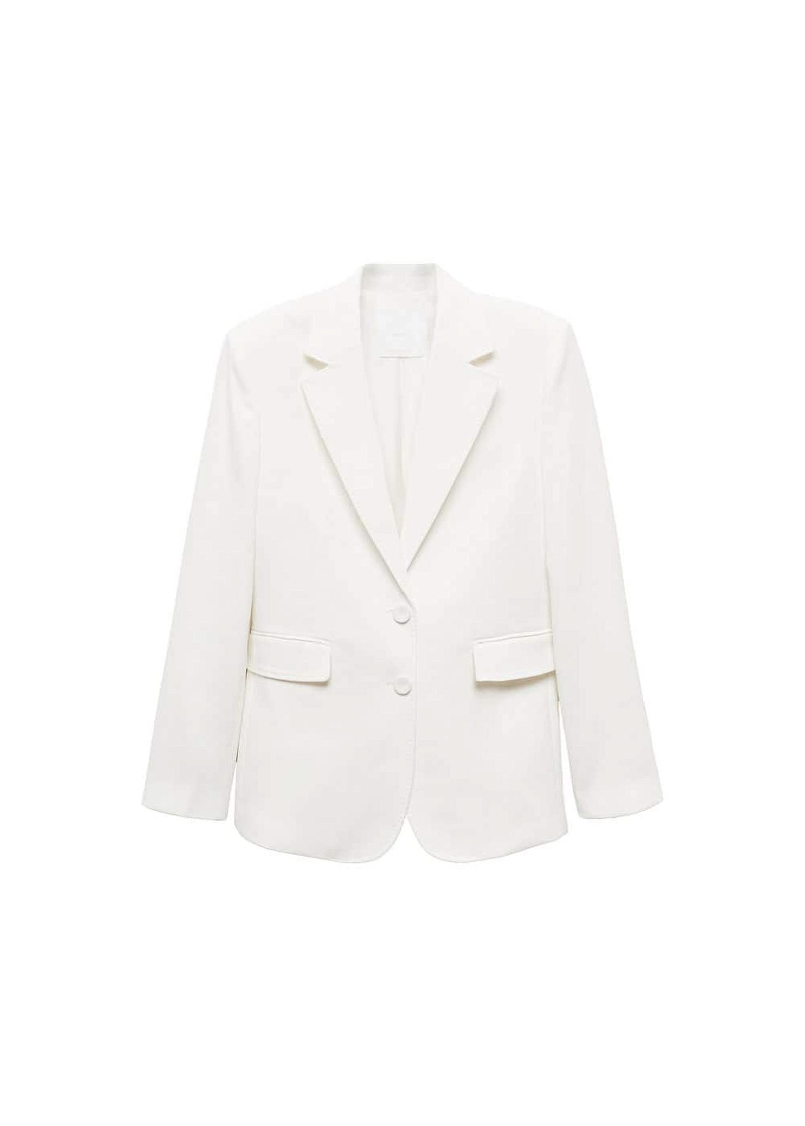 Mango Kadın Düz Kesim Kumaş Blazer Ceket Beyaz