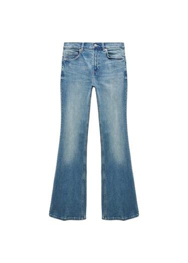  Mango Kadın İspanyol Paça Yüksek Bel Jean Pantolon Açık Vintage Mavi