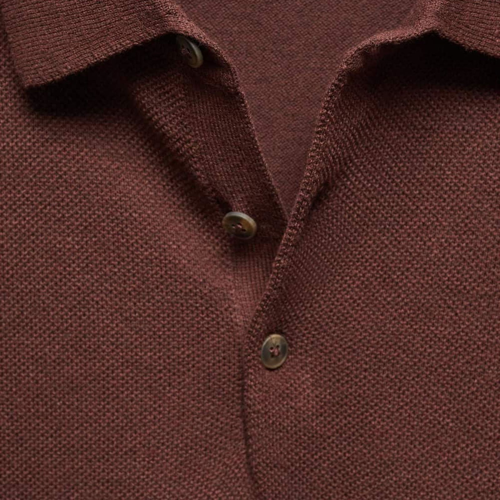 Mango Erkek Kısa Kollu Triko Polo Gömlek Bordo