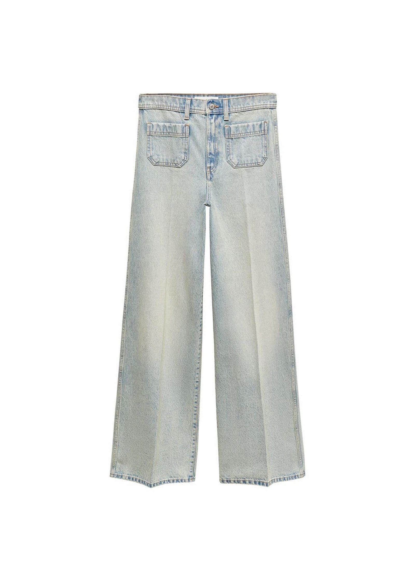 Mango Kadın Düğmeli Wideleg Jean Orta Vintage Mavi
