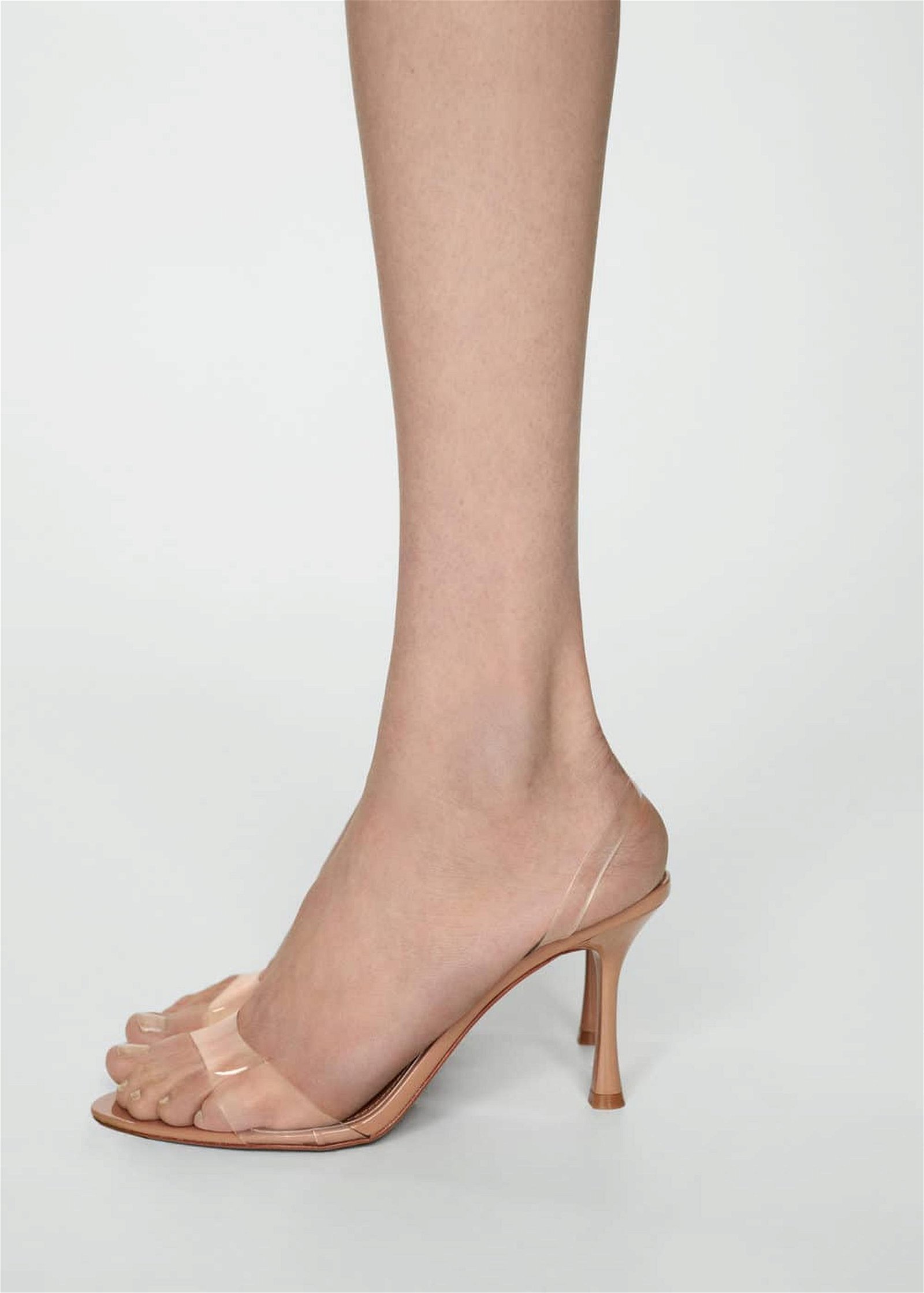 Mango Kadın Yüksek Topuklu Vinil Sandalet Ten Rengi