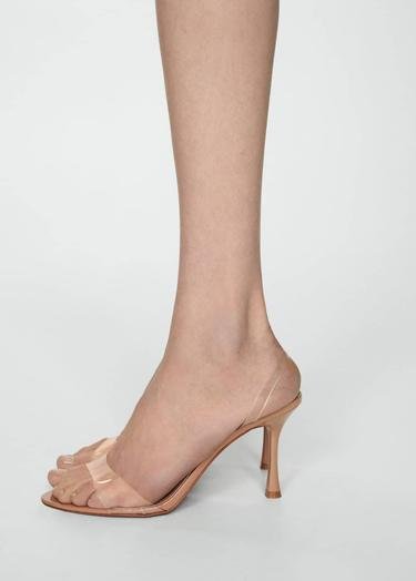  Mango Kadın Yüksek Topuklu Vinil Sandalet Ten Rengi