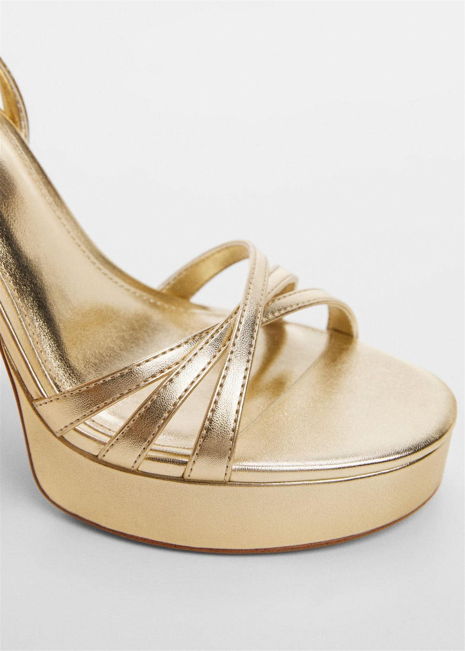 Mango Kadın Metalik Platform Topuklu Sandalet Altın Sarısı