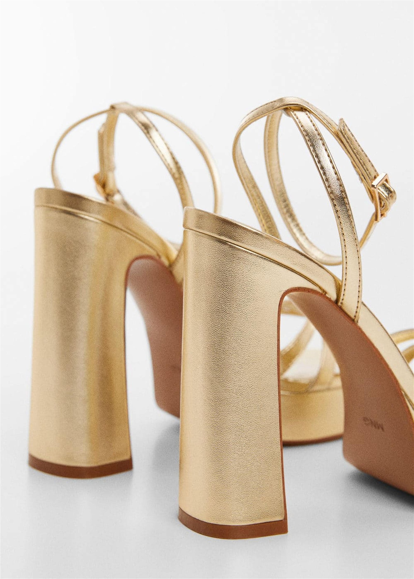 Mango Kadın Metalik Platform Topuklu Sandalet Altın Sarısı