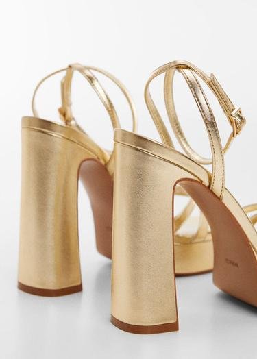  Mango Kadın Metalik Platform Topuklu Sandalet Altın Sarısı