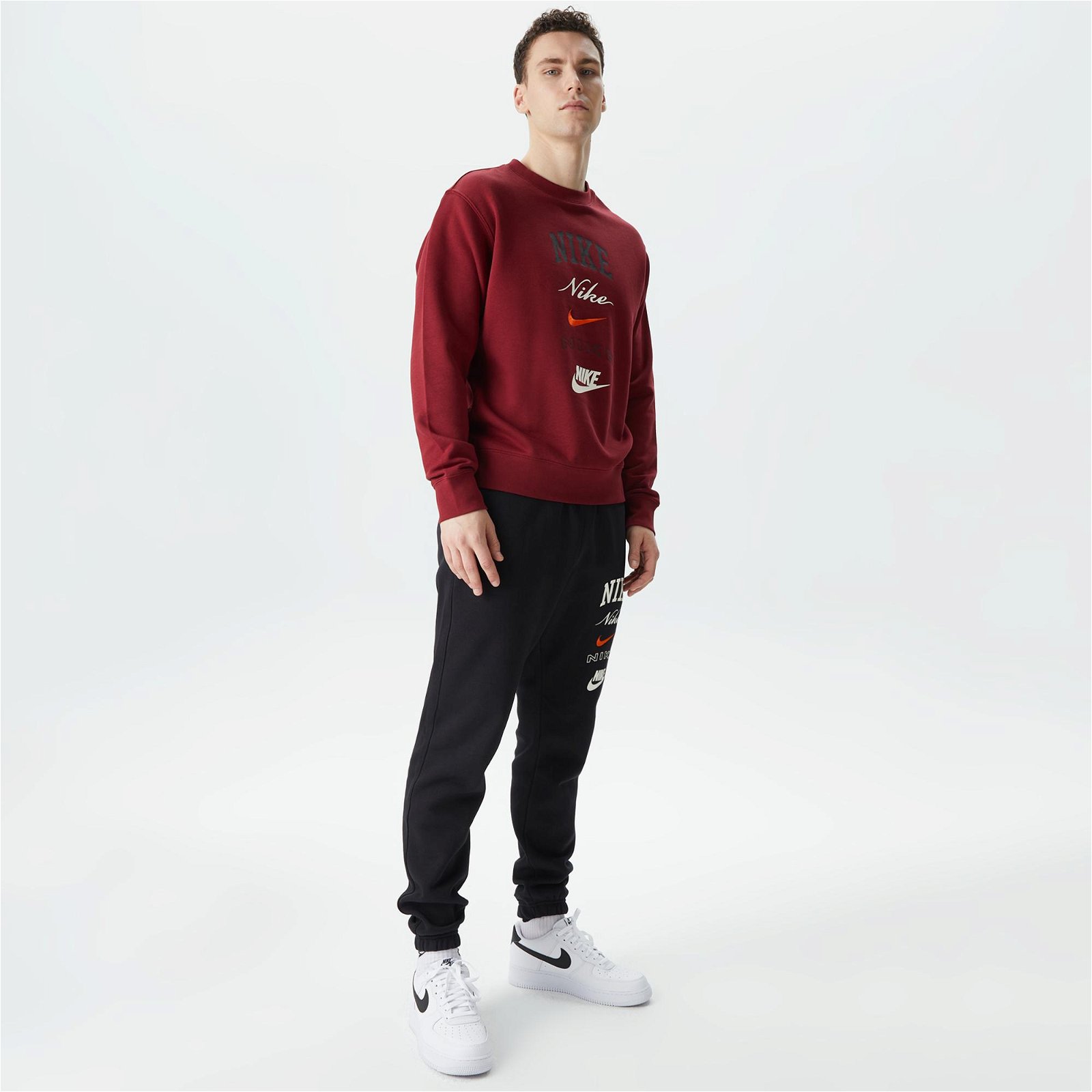 Nike Club Fleece Crew Stack Erkek Kırmızı Sweatshirt
