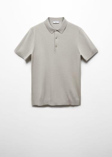  Mango Erkek İnce Dokuma Polo Tişört Açık/Pastel Gri