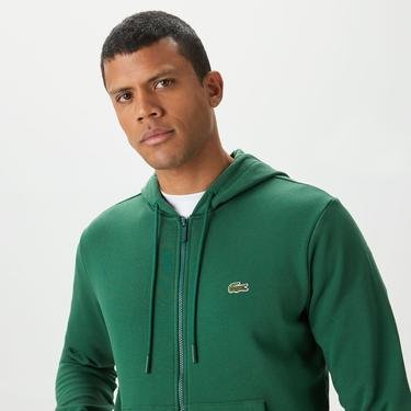  Lacoste Erkek Classic Fit Fermuarlı Yeşil Sweatshirt
