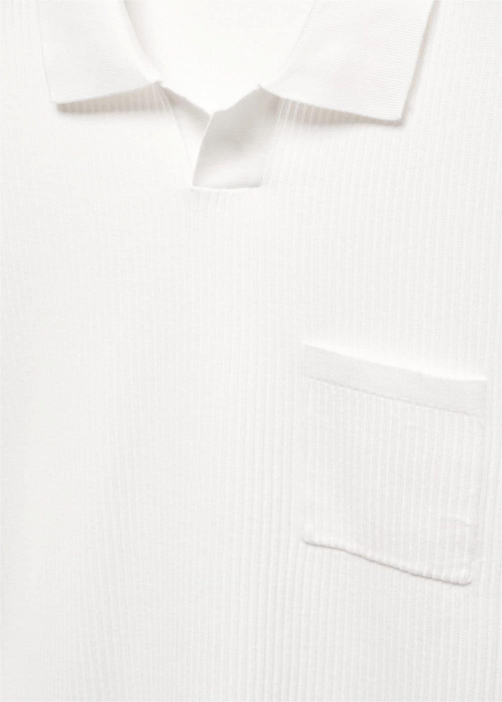 Mango Erkek Kısa Kollu Fitilli Polo Gömlek Beyaz