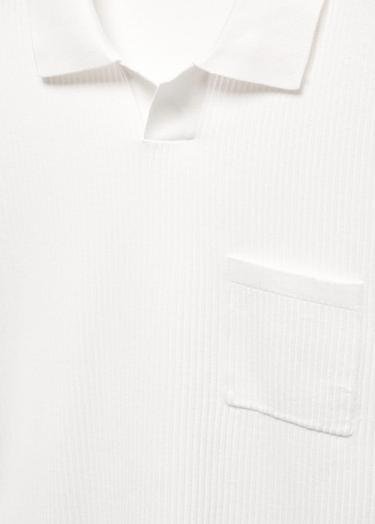  Mango Erkek Kısa Kollu Fitilli Polo Gömlek Beyaz