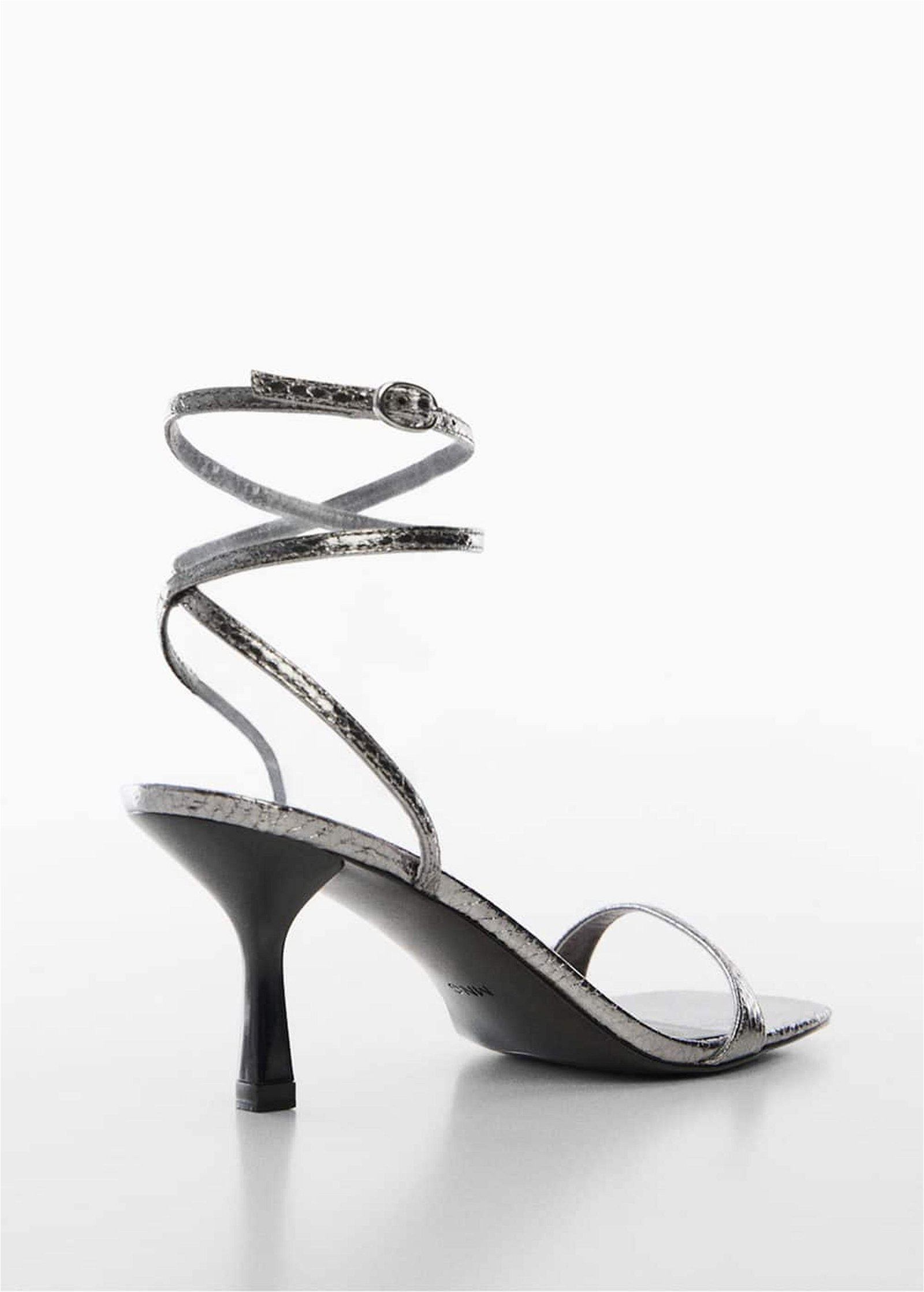 Mango Kadın Metalik Bantlı Sandalet Koyu Gümüş Rengi