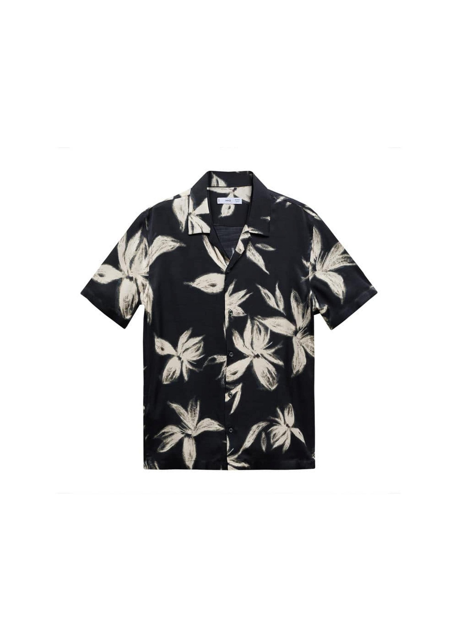 Mango Erkek Regular Kesim Hawaii Desenli Gömlek Siyah