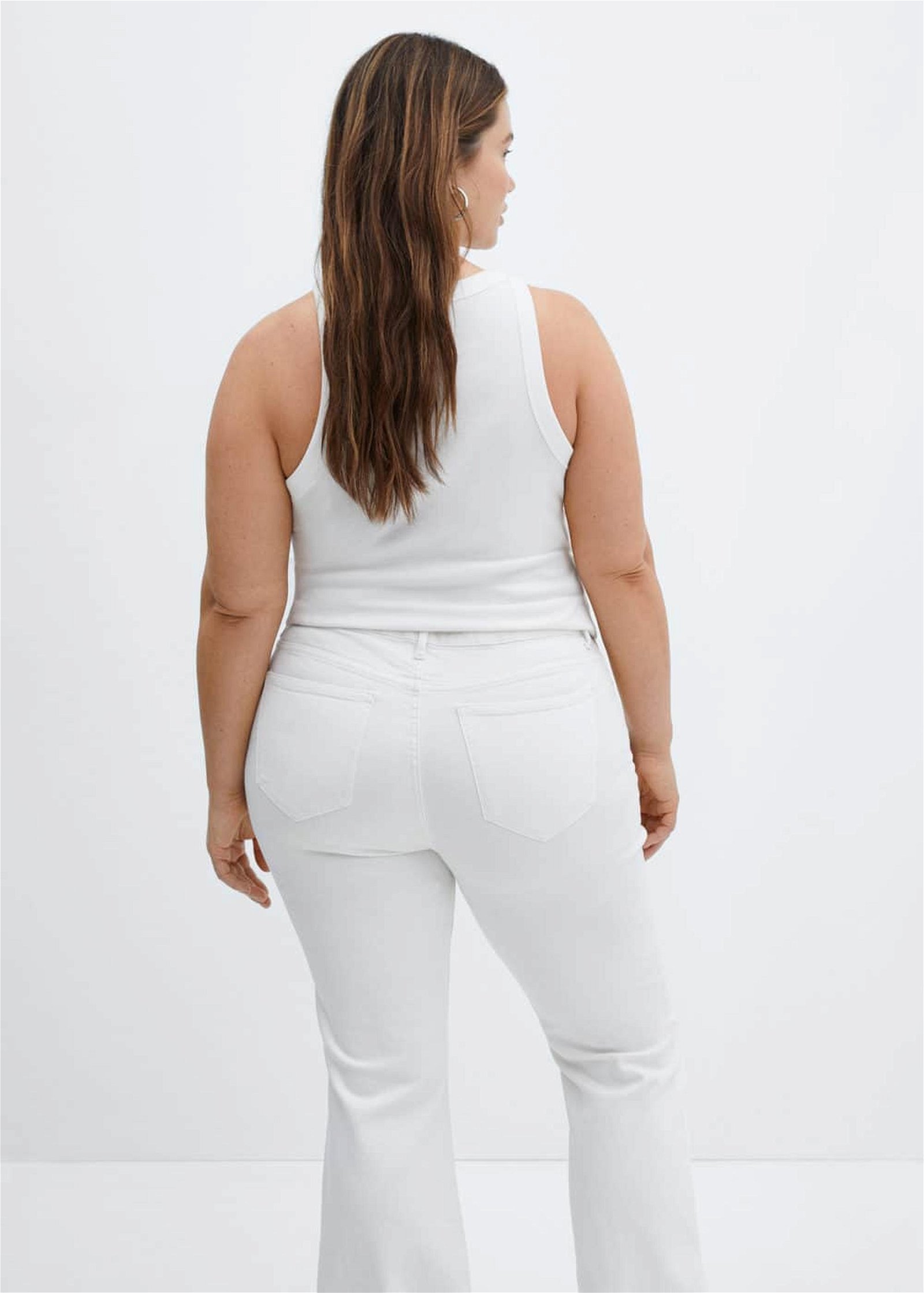 Mango Kadın Orta Bel Flare Jean Beyaz