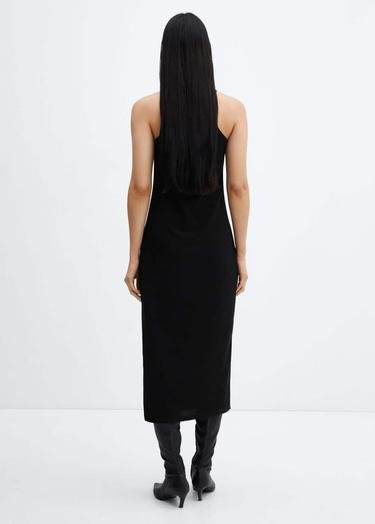  Mango Kadın Açılan Midi Elbise Siyah