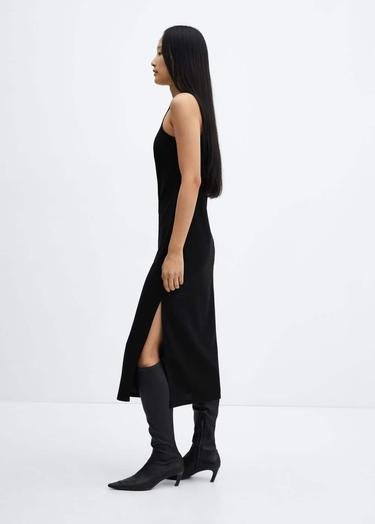  Mango Kadın Açılan Midi Elbise Siyah