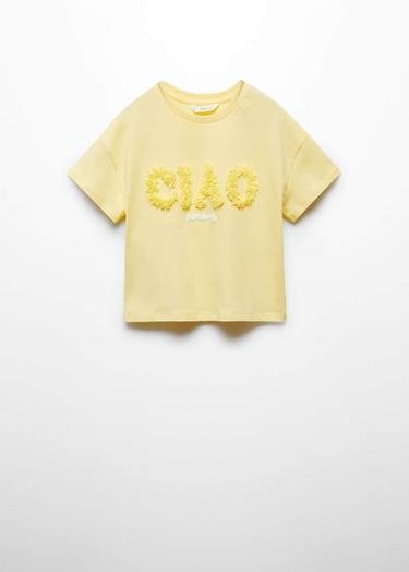  Mango Çocuk Yazılı Dokuma Tişört Sari