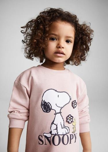  Mango Çocuk Snoopy Sweatshirt Elbise Açık/Pastel Mor