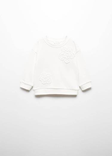  Mango Çocuk Desenli Pamuklu Sweatshirt Kırık Beyaz