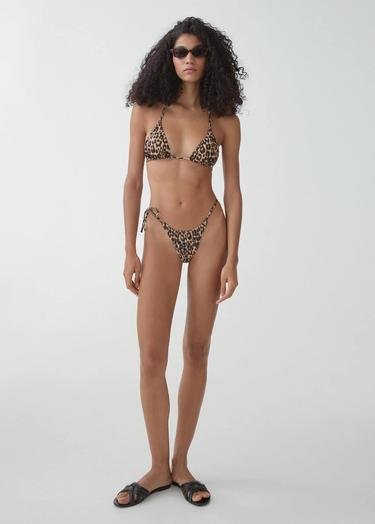  Mango Kadın Leopar Bikini Üstü Kahverengi