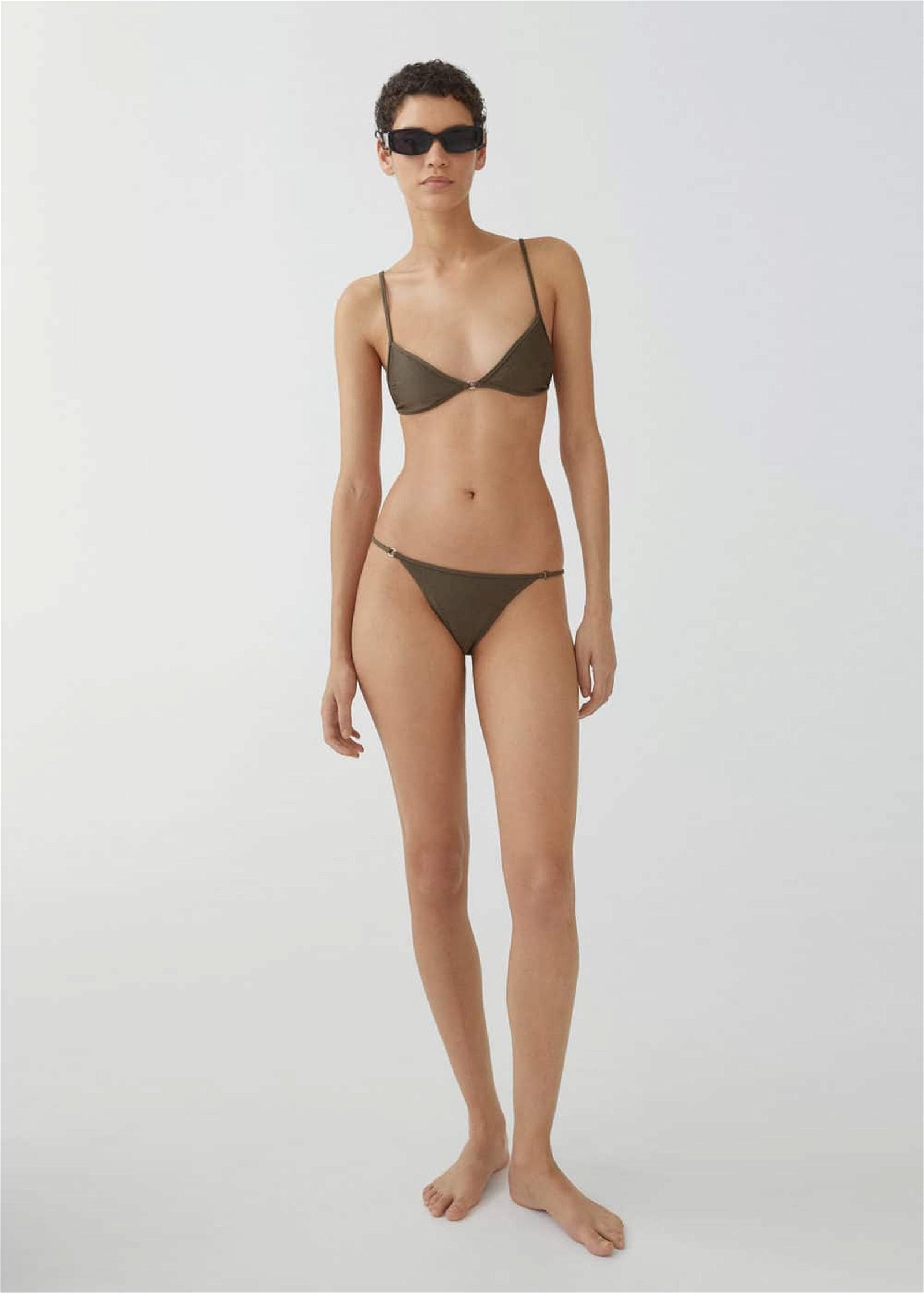 Mango Kadın Metalik Detaylı Bikini Üstü Zeytin Yeşili