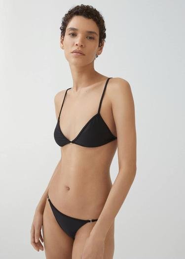  Mango Kadın Metalik Detaylı Bikini Üstü Siyah