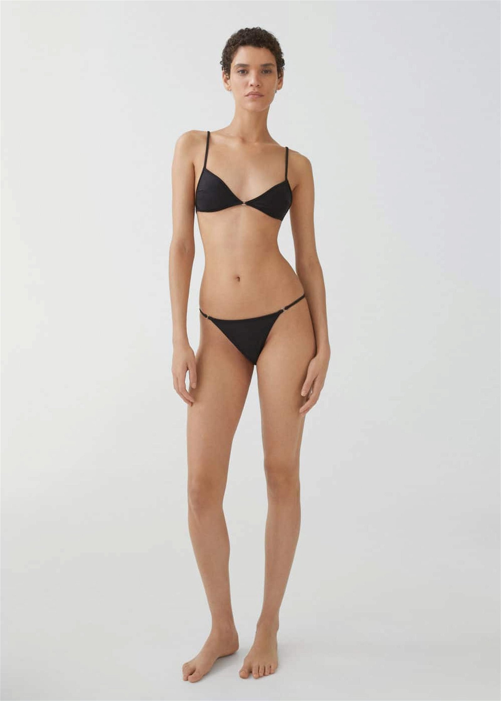 Mango Kadın Metalik Detaylı Bikini Üstü Siyah