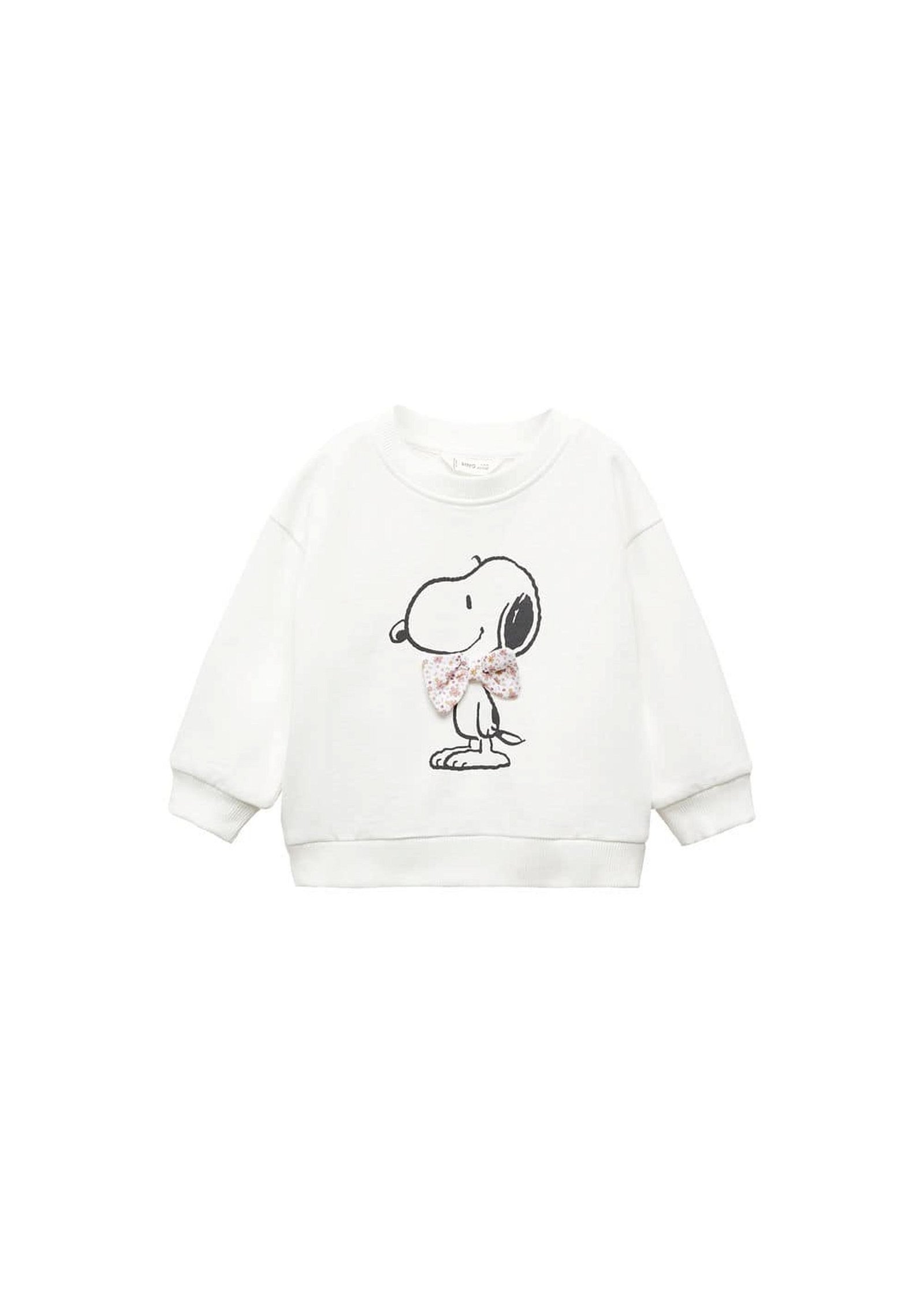 Mango Çocuk Snoopy Desenli Pamuklu Sweatshirt Kırık Beyaz