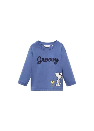  Mango Çocuk Snoopy Uzun Kollu Tişört Mavi