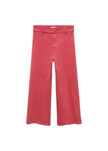  Mango Çocuk Paçaları Dikişsiz Culotte Jean Pantolon Kiraz Kırmızısı