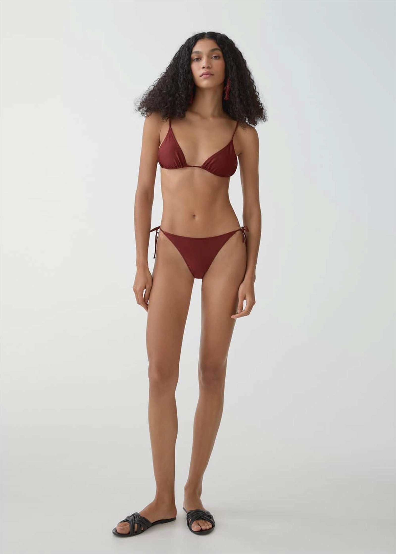 Mango Kadın Üçgen Bikini Üstü Kızıl Kahverengi