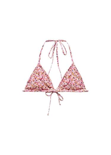  Mango Kadın Çiçekli Üçgen Bikini Üstü Pembe