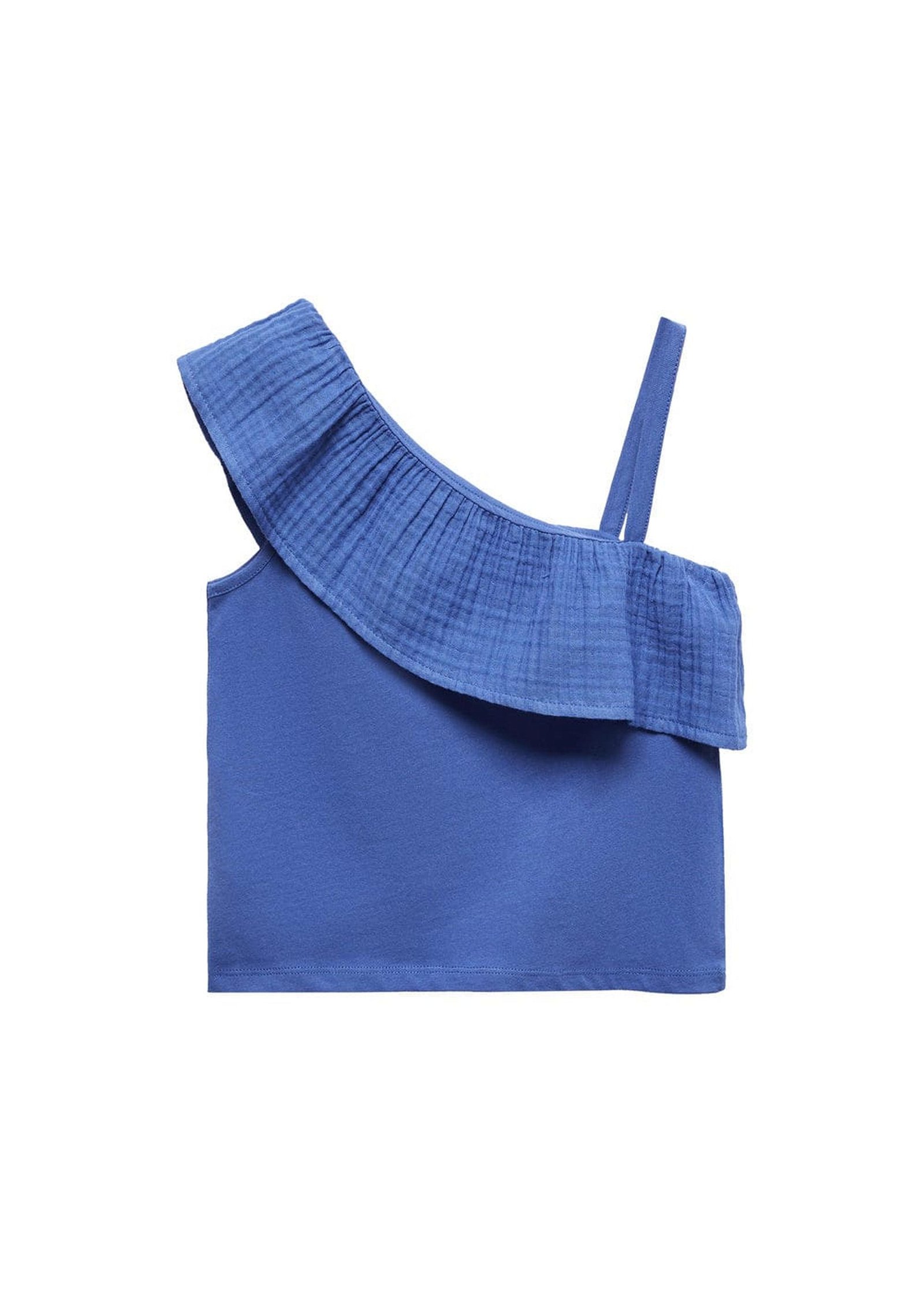 Mango Çocuk Fırfırlı Asimetrik Tişört Koyu Mavi