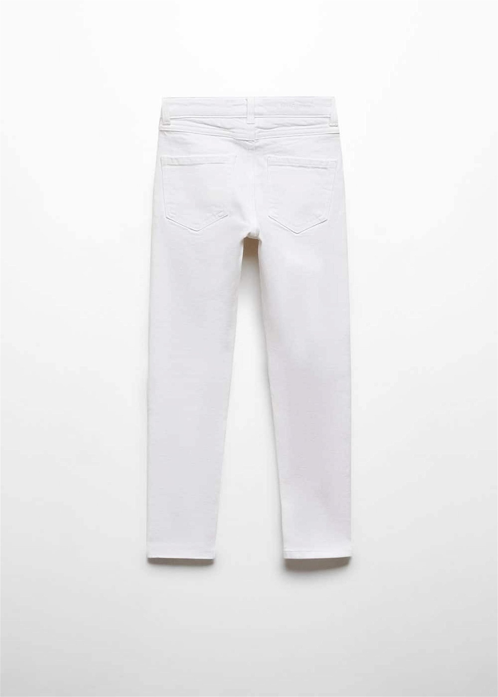 Mango Çocuk Pamuklu Skinny Jean Pantolon Beyaz