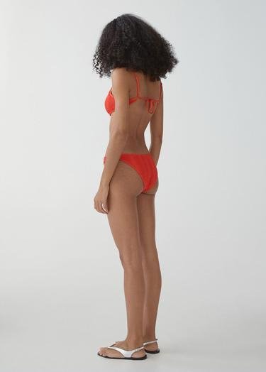  Mango Kadın Dokulu Klasik Bikini Altı Mercan Kırmızısı