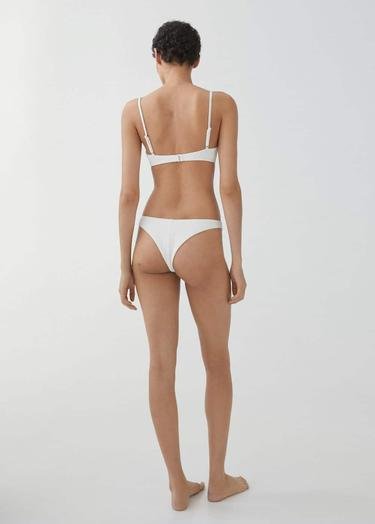  Mango Kadın Desenli Brazilian Bikini Altı Beyaz