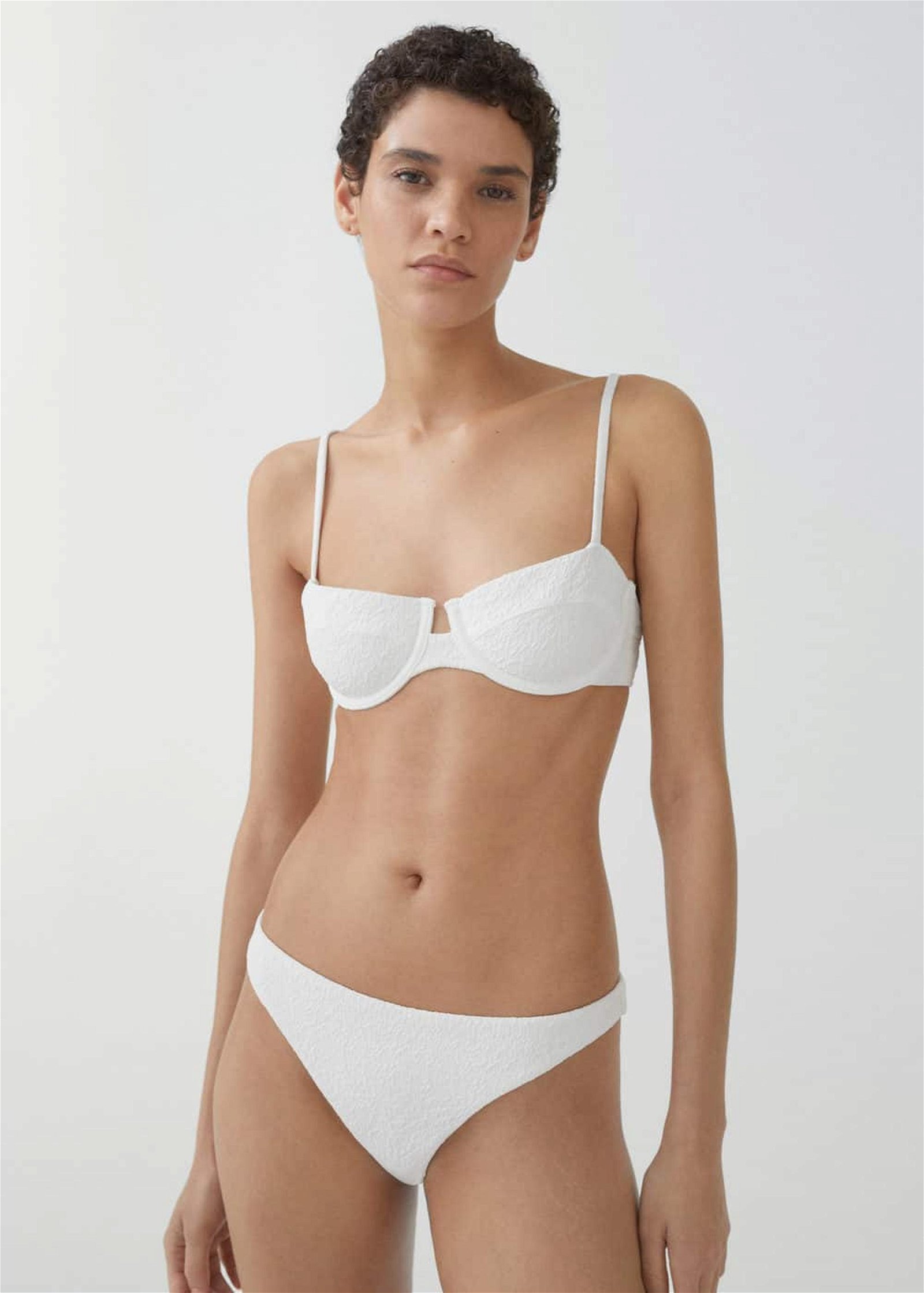 Mango Kadın Desenli Brazilian Bikini Altı Beyaz