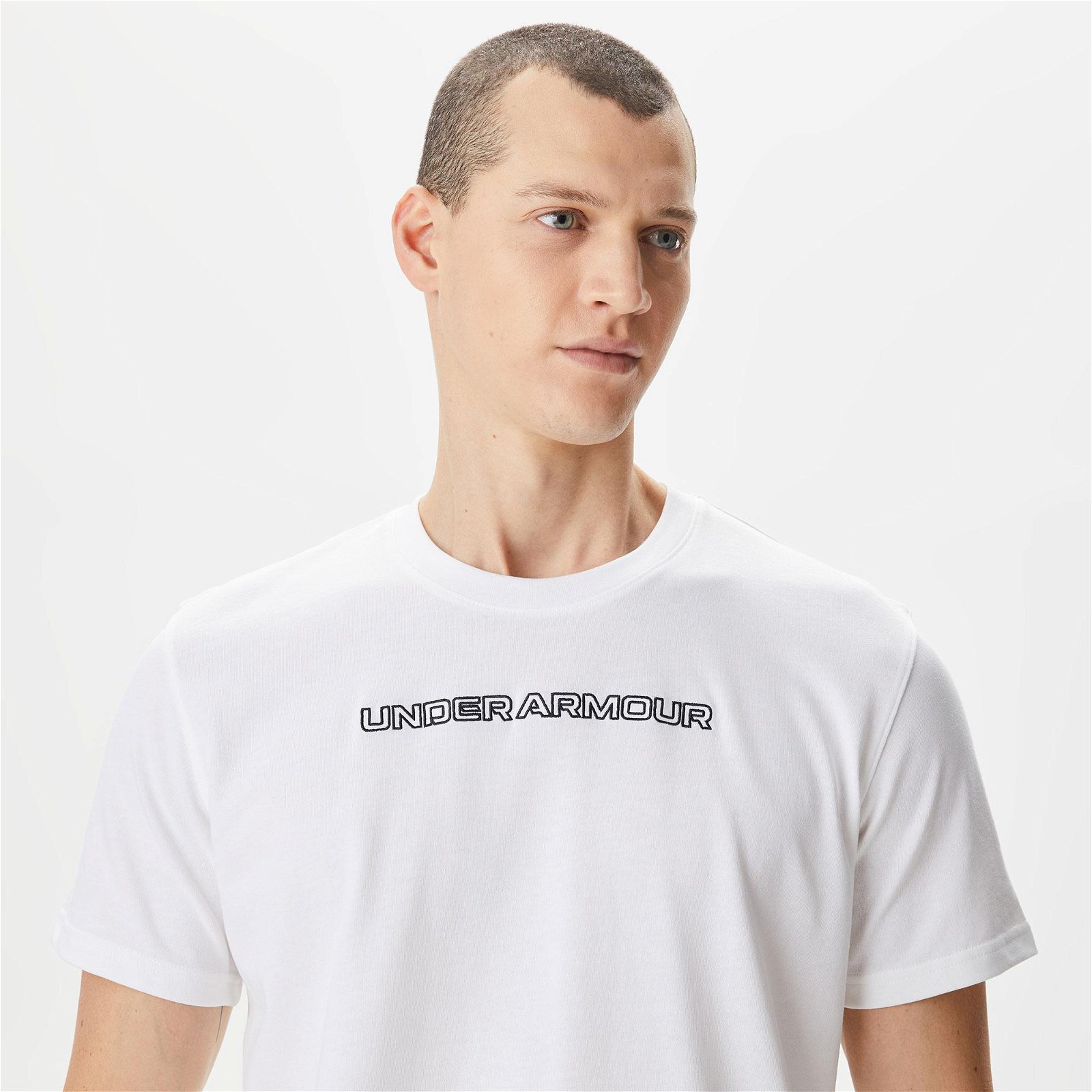 Under Armour Hw Logo Overlay Emb Ss Erkek Beyaz T-Shirt