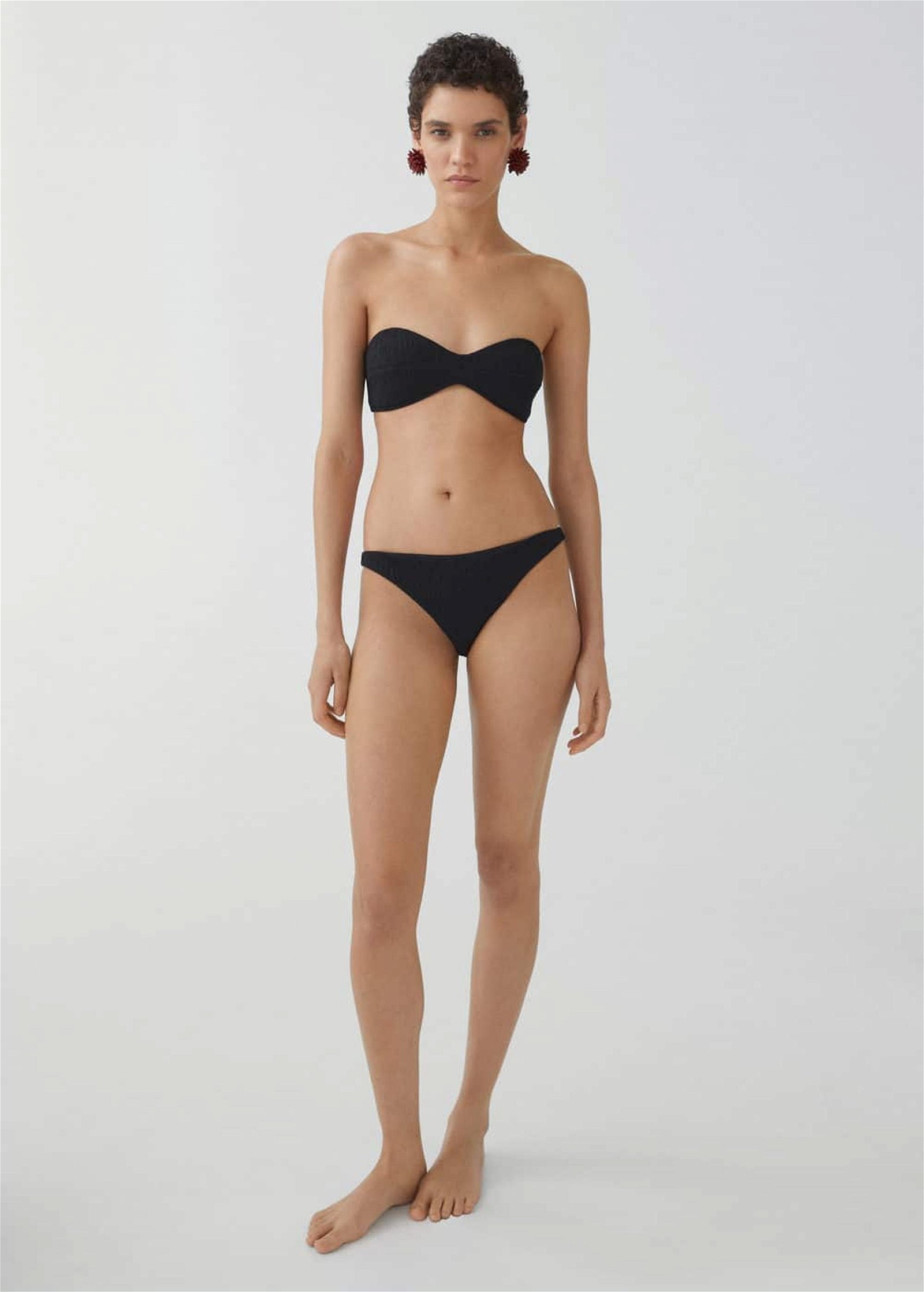 Mango Kadın Dokulu Klasik Bikini Altı Siyah