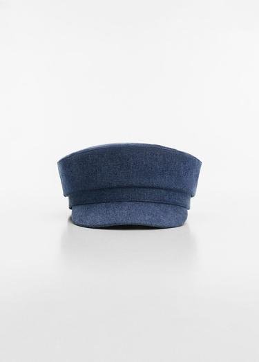  Mango Kadın Denim Baker Şapka Donuk Mavi