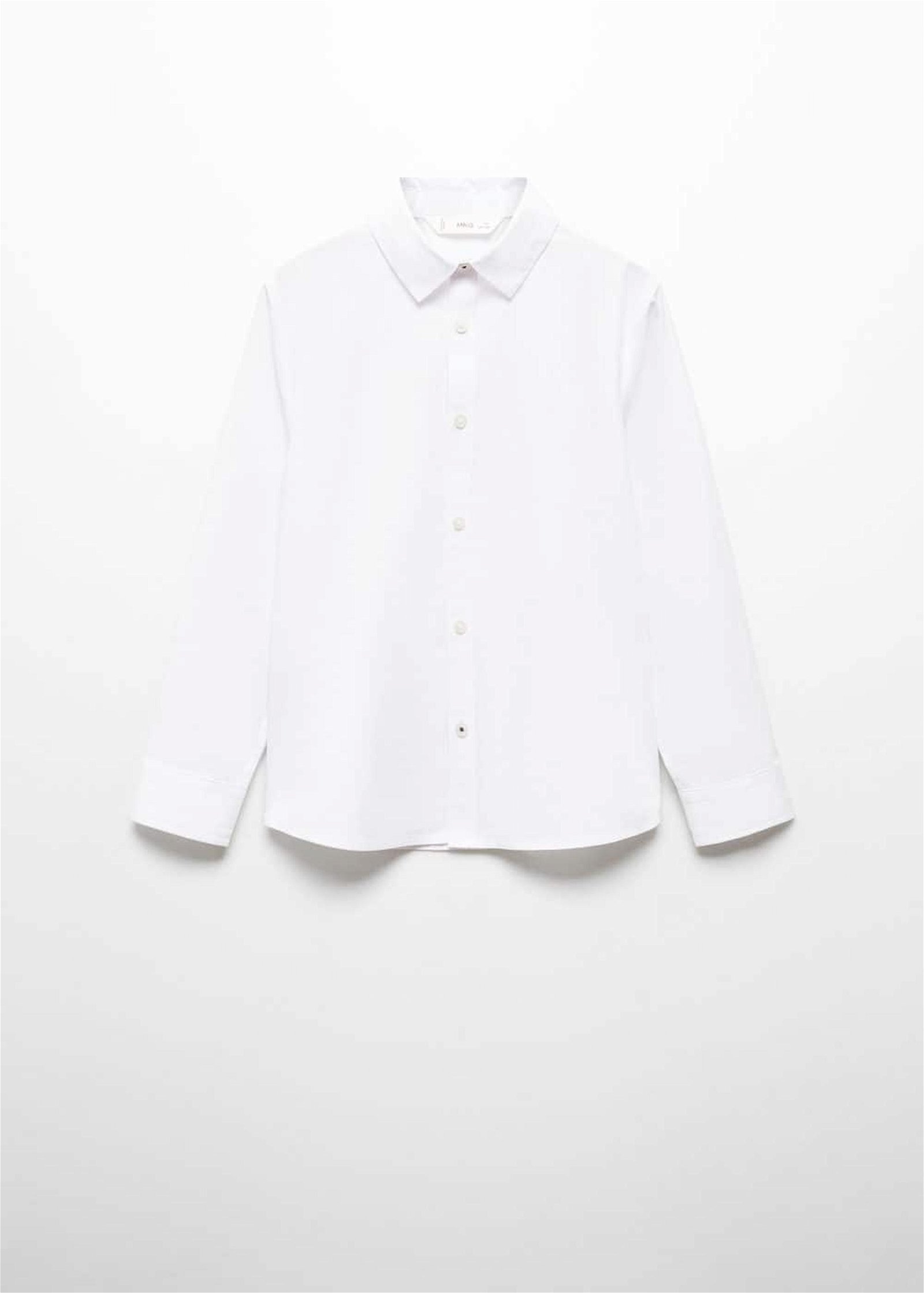 Mango Çocuk Normal Kesim Poplin Gömlek Elbise Beyaz