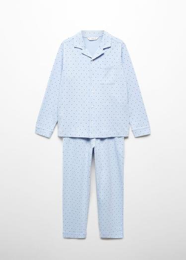  Mango Çocuk Desenli Uzun Pijama Gök Mavisi