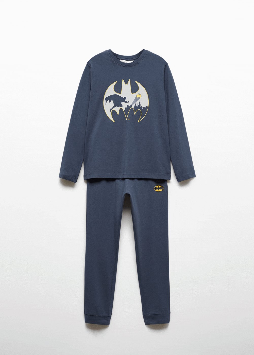  Mango Çocuk Batman Baskılı Uzun Pijama Takımı Gece Mavisi