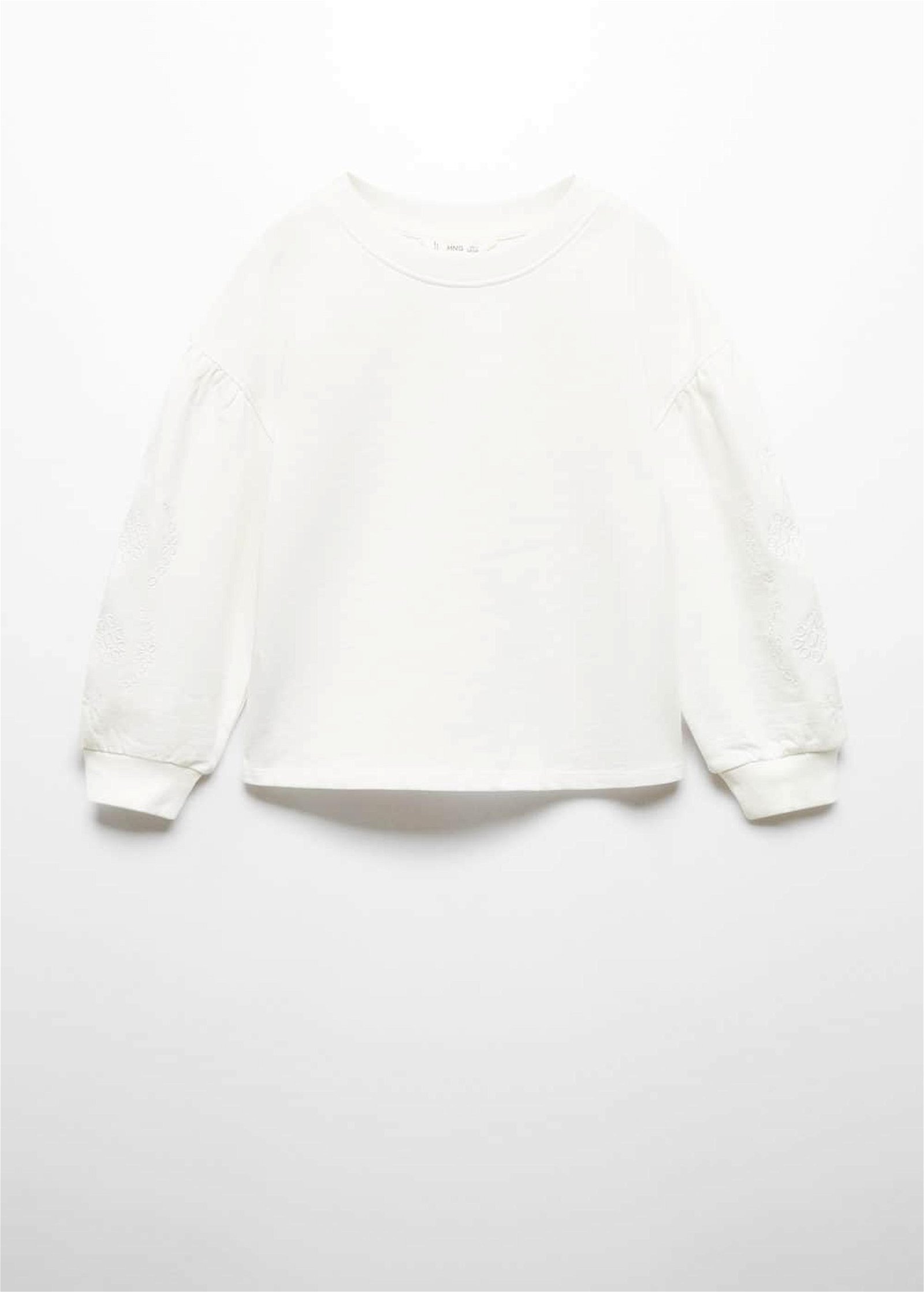 Mango Çocuk Kolları Işlemeli Sweatshirt Kırık Beyaz