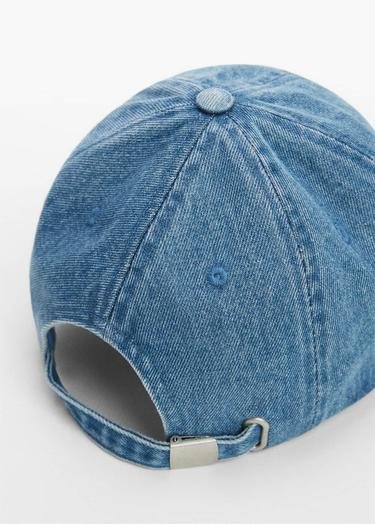 Mango Kadın Yazılı Kot Şapka Donuk Mavi