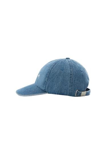  Mango Kadın Yazılı Kot Şapka Donuk Mavi