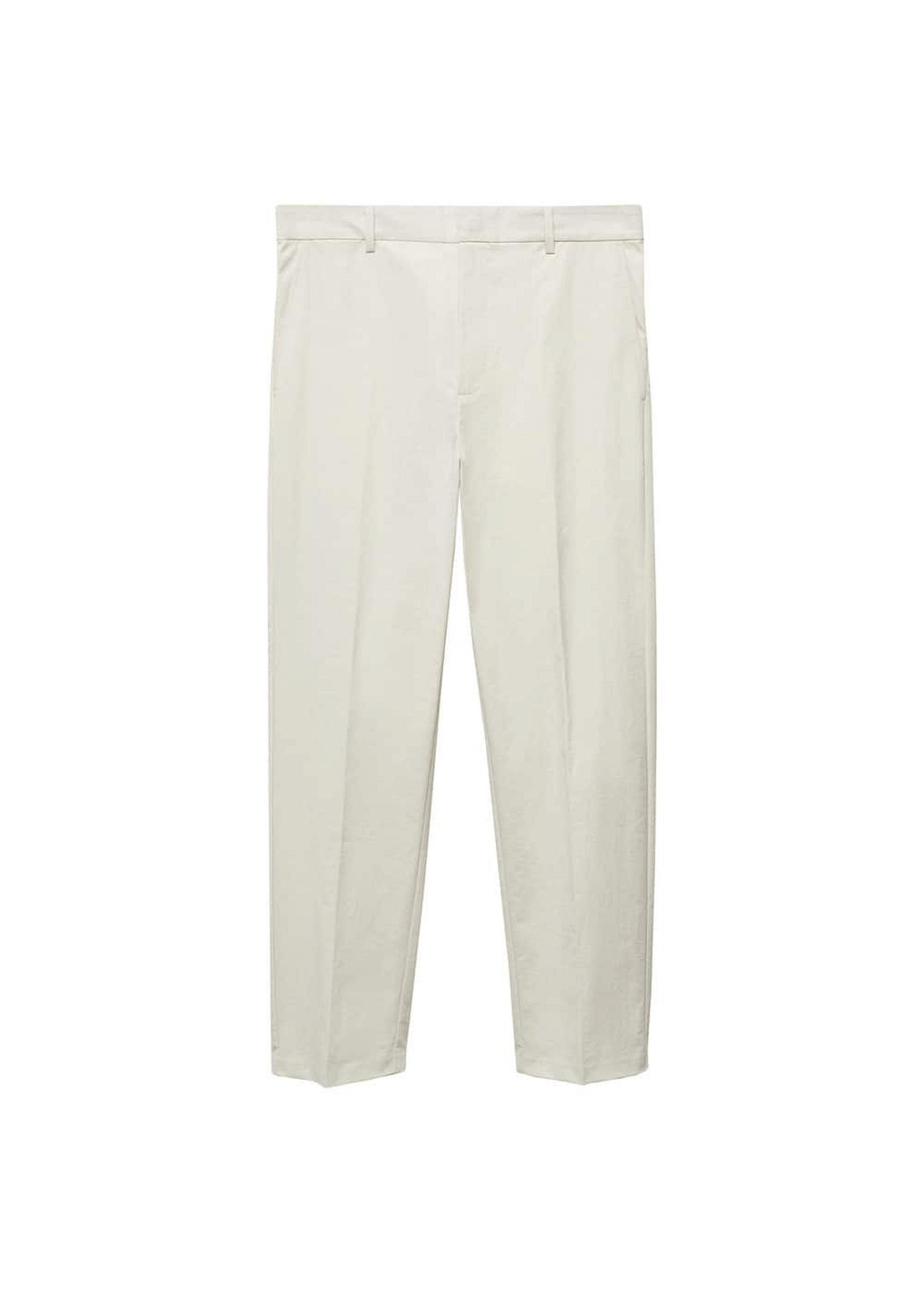 Mango Erkek Dar Kesimli Teknik Kumaşlı Pantolon Açık/Pastel Gri