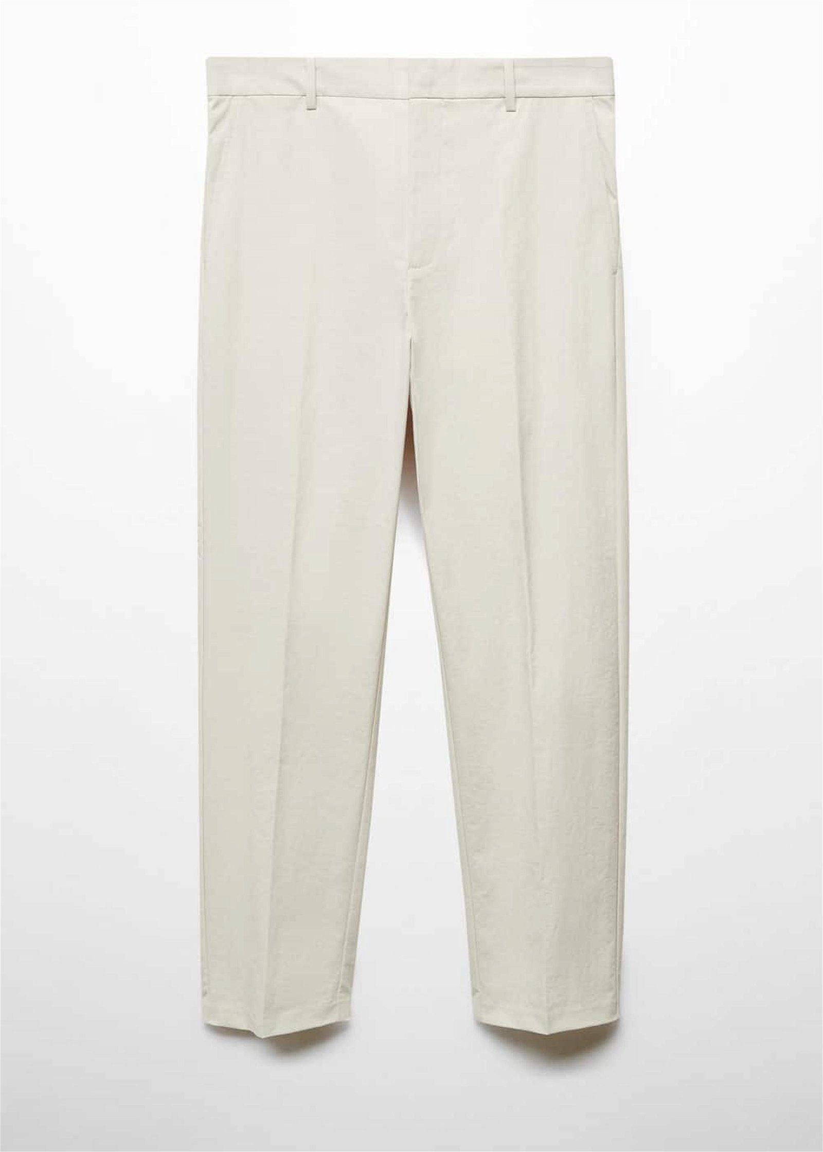 Mango Erkek Dar Kesimli Teknik Kumaşlı Pantolon Açık/Pastel Gri